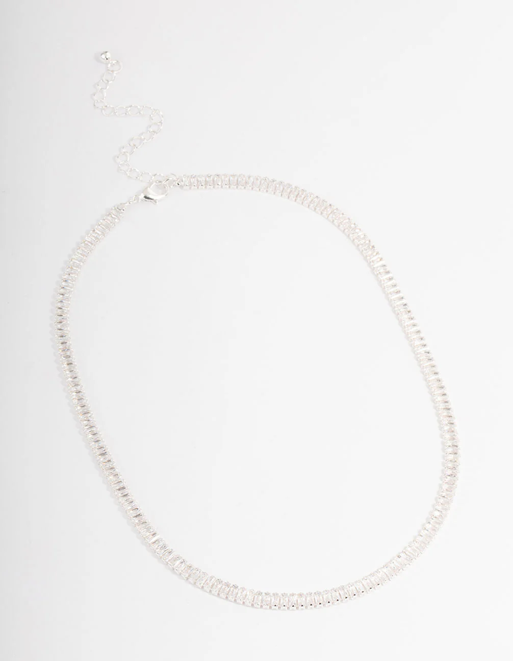 Silver Plated Cubic Zirconia Baguette Cup Chain Necklace - Image 2