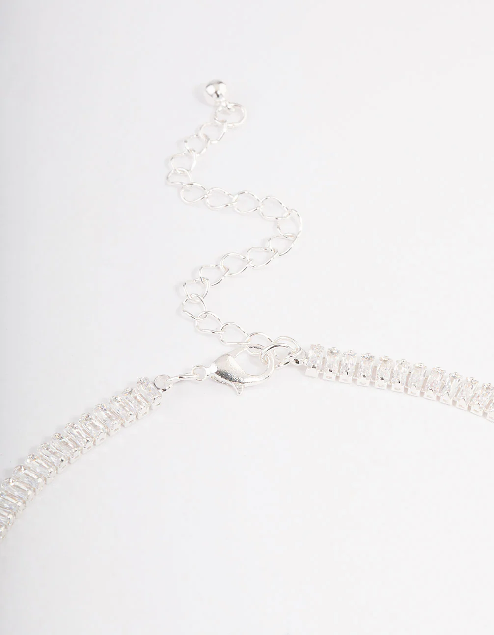 Silver Plated Cubic Zirconia Baguette Cup Chain Necklace - Image 3