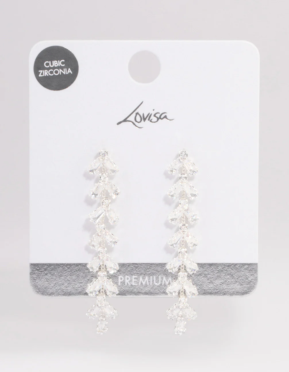 Silver Plated Cubic Zirconia Baguette Vine Drop Earrings - Image 3
