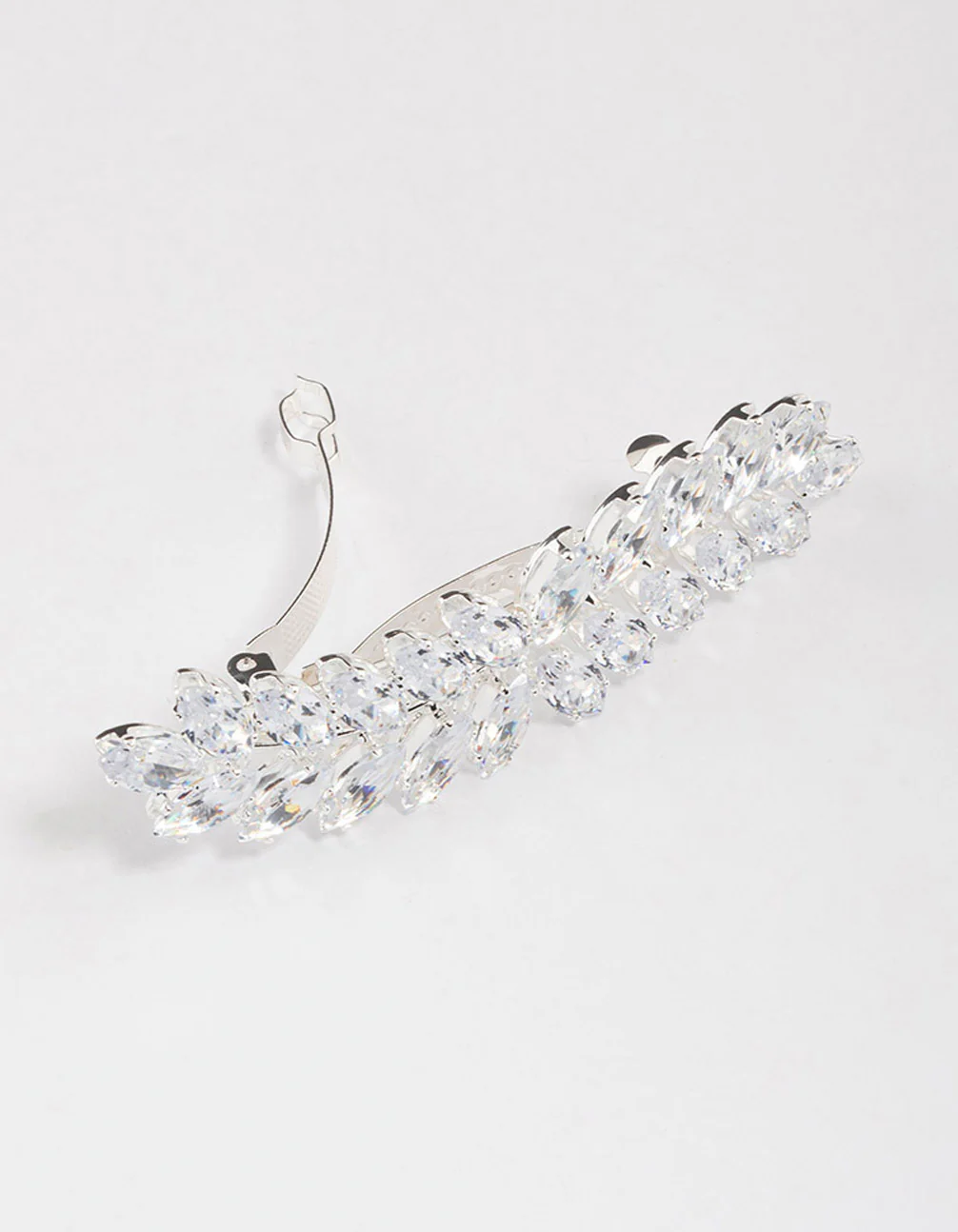 Silver Cubic Zirconia Leaf Hair Clip - Image 2