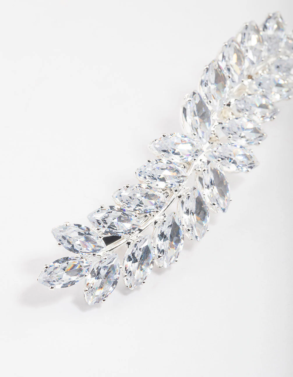 Silver Cubic Zirconia Leaf Hair Clip - Image 3