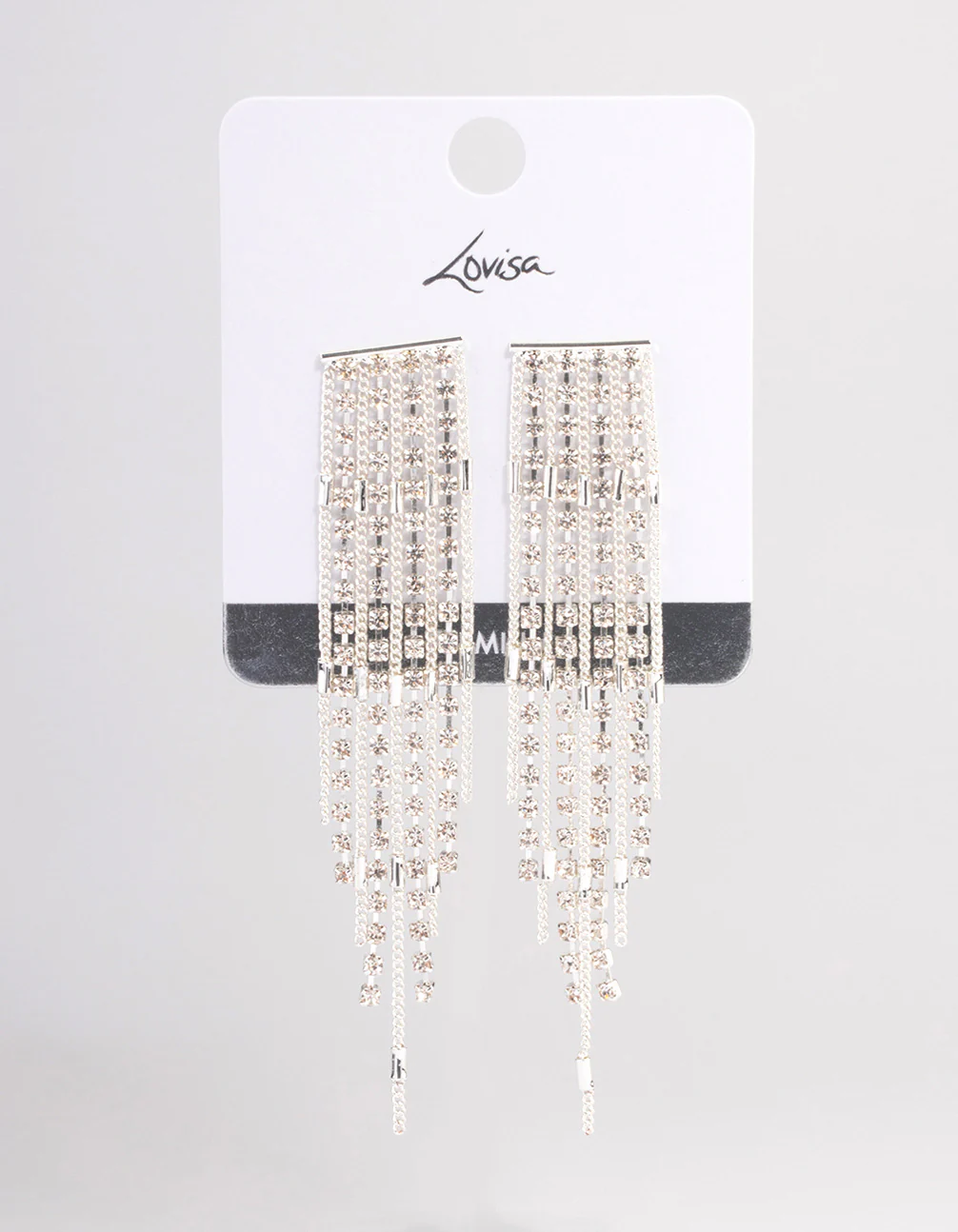 Silver Plated Cubic Zirconia Cupchain Tassel Earrings - Image 3