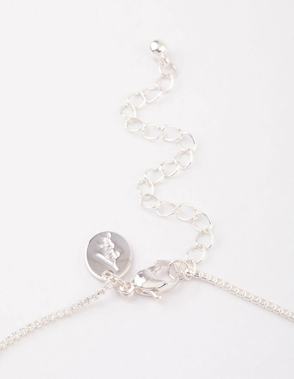 Silver Plated Cubic Zirconia Dainty Cup Chain Floral Necklace - Image 3