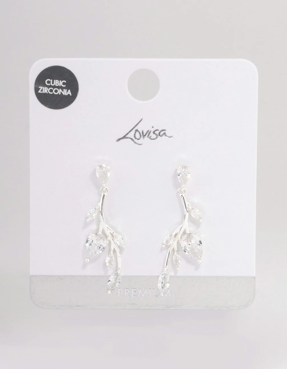 Silver Plated Cubic Zirconia Fern Drop Earrings - Image 3