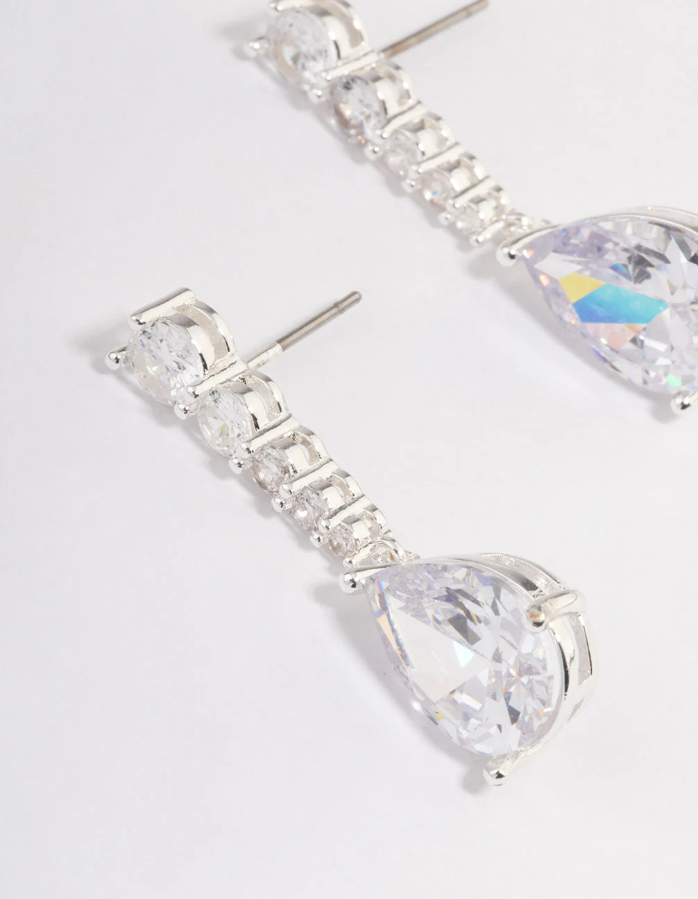 Silver Plated Cubic Zirconia Gradual Drop Earrings - Image 2