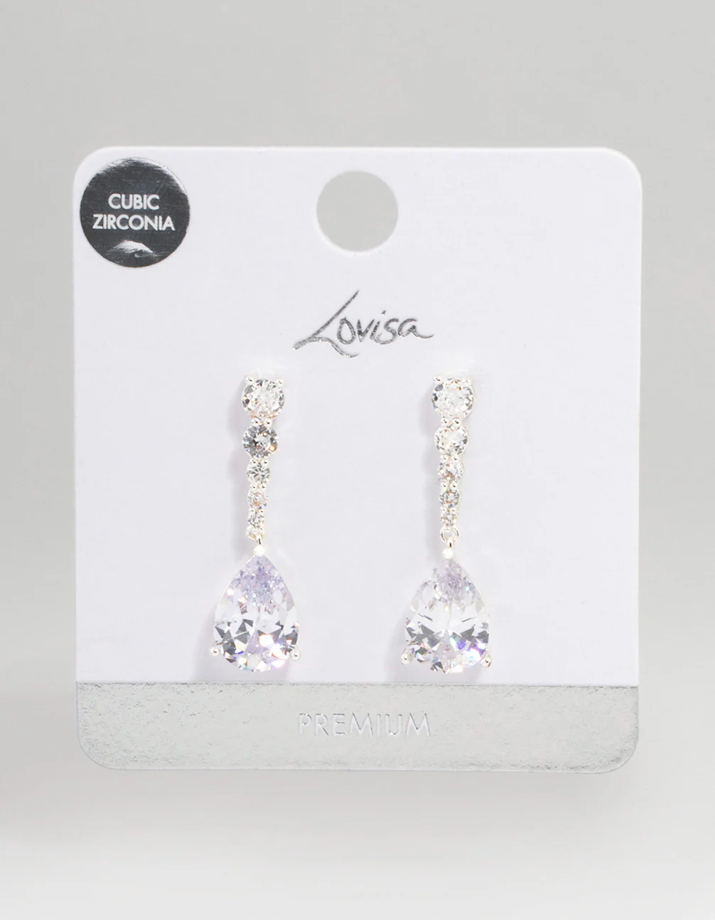 Silver Plated Cubic Zirconia Gradual Drop Earrings - Image 3