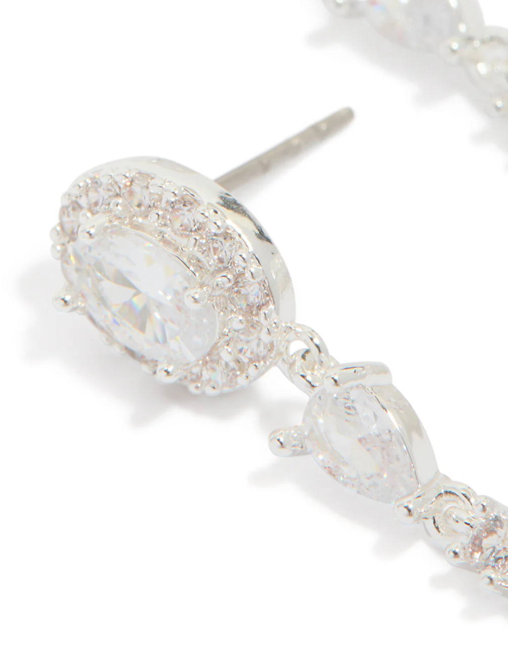 Silver Plated Cubic Zirconia Halo Pearl Drop Earrings - Image 3