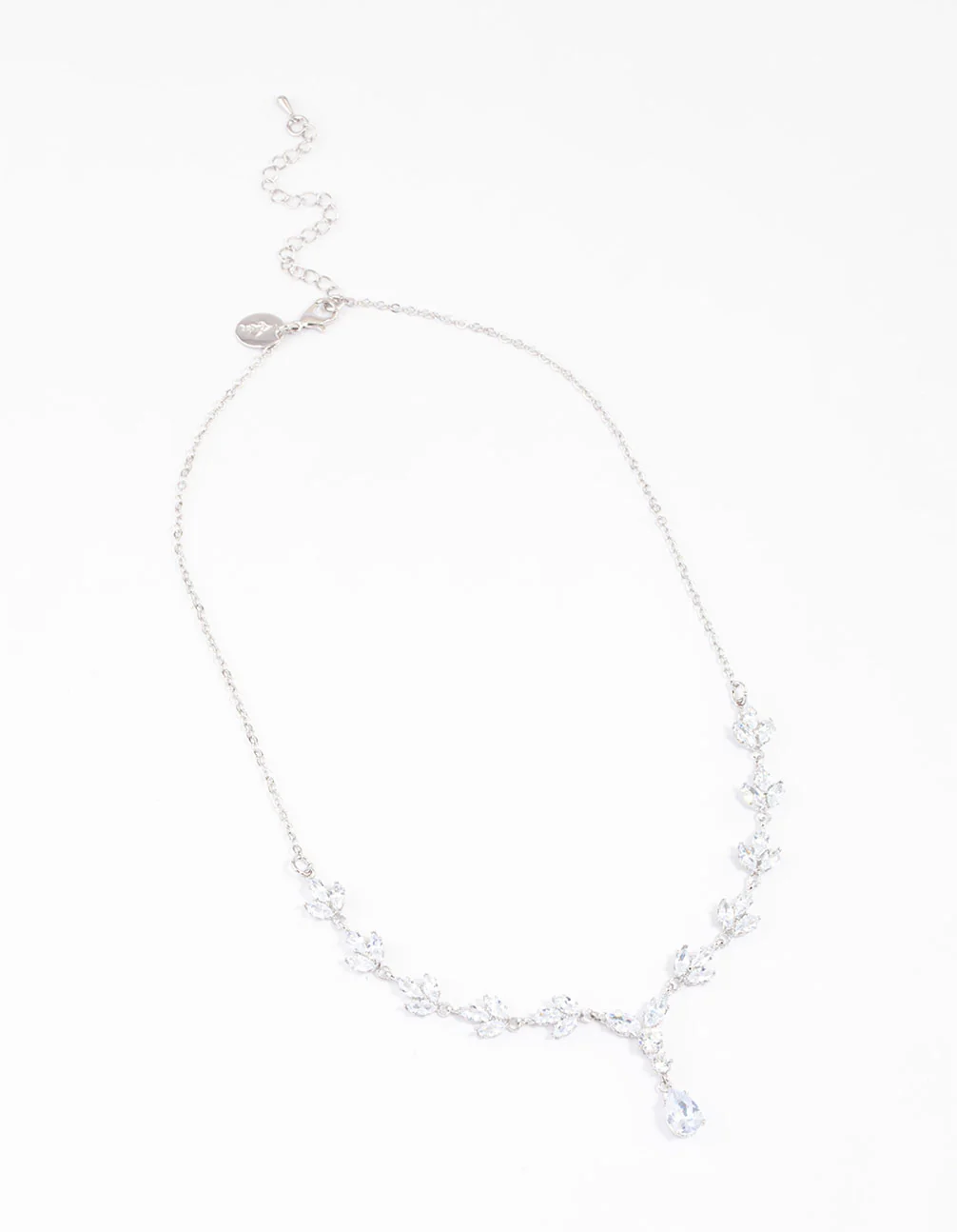 Silver Plated Cubic Zirconia Marquise Vine Y-Shaped Necklace - Image 2