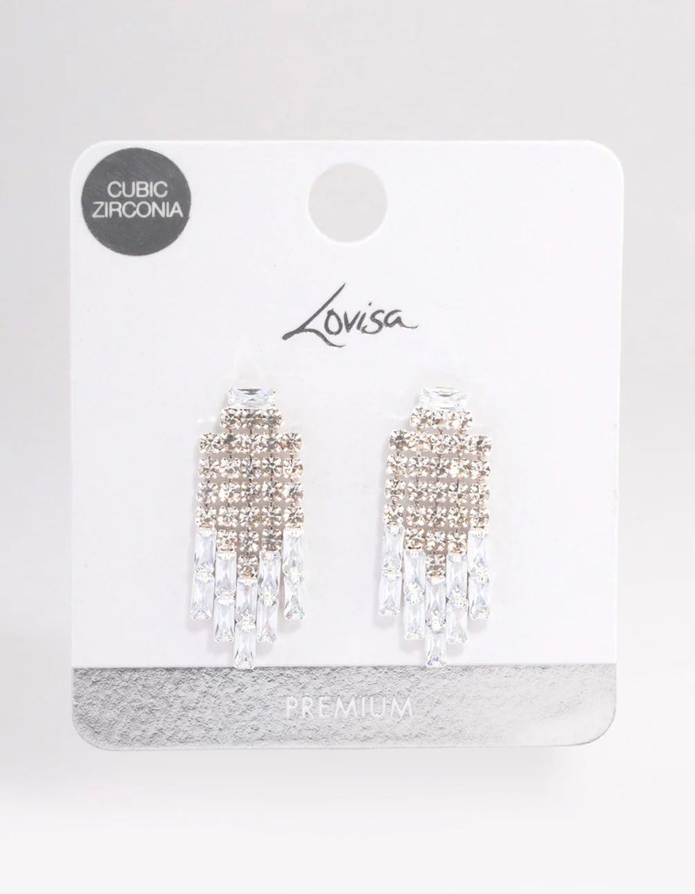 Silver Plated Cubic Zirconia Mesh Statement Drop Earrings - Image 3