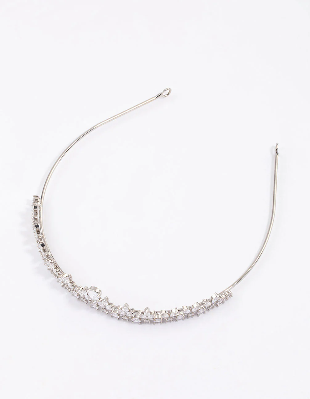Silver Cubic Zirconia Mixed Stone Leaf Crown - Image 3