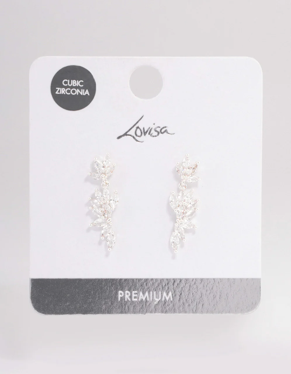 Silver Plated Cubic Zirconia Marquise Cluster Drop Earrings - Image 3