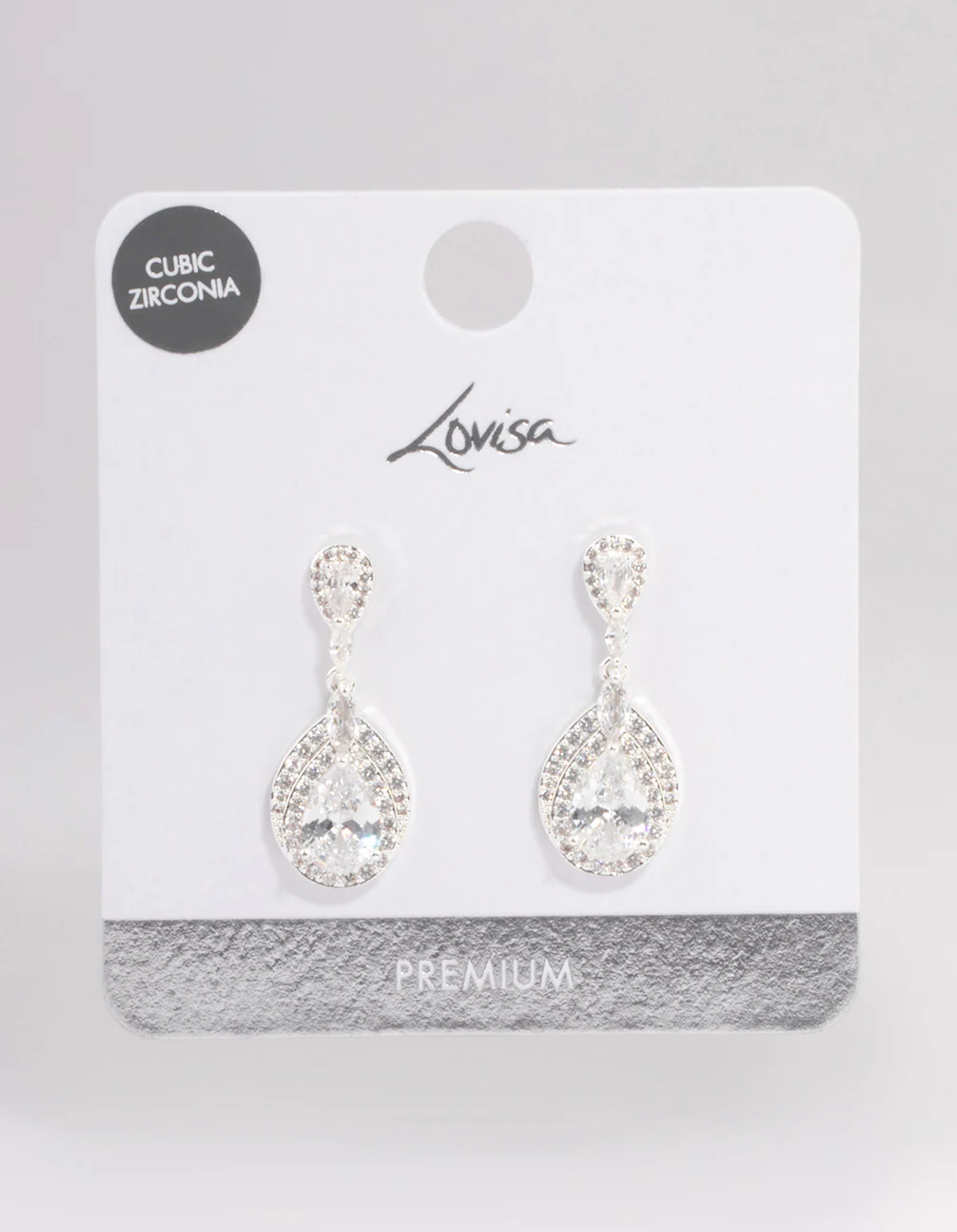 Silver Plated Cubic Zirconia Marquise Drop Earrings - Image 3