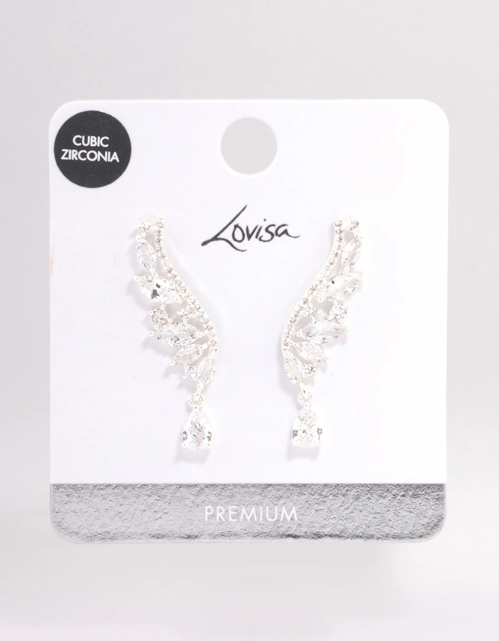 Silver Plated Cubic Zirconia Marquise Earrings Crawler - Image 3