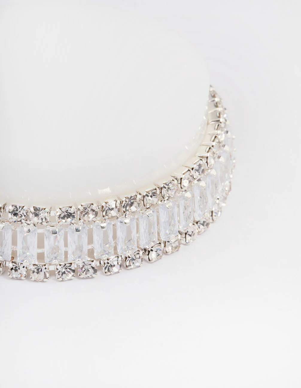 Silver Plated Cubic Zirconia Round & Baguette Bracelet - Image 2