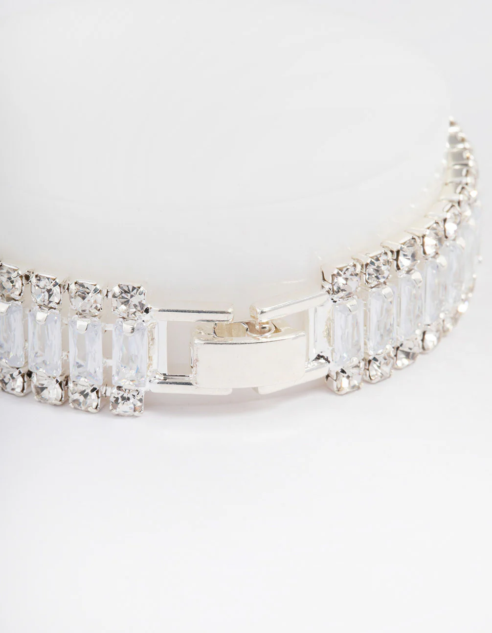 Silver Plated Cubic Zirconia Round & Baguette Bracelet - Image 3