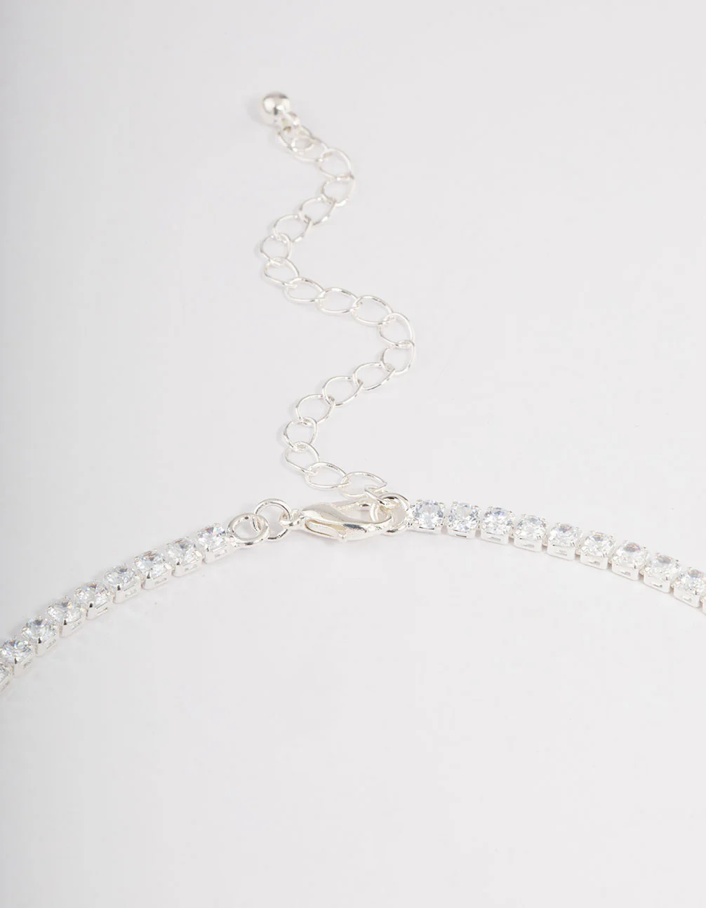 Silver Plated Cubic Zirconia Round & Baguette V-Necklace - Image 3
