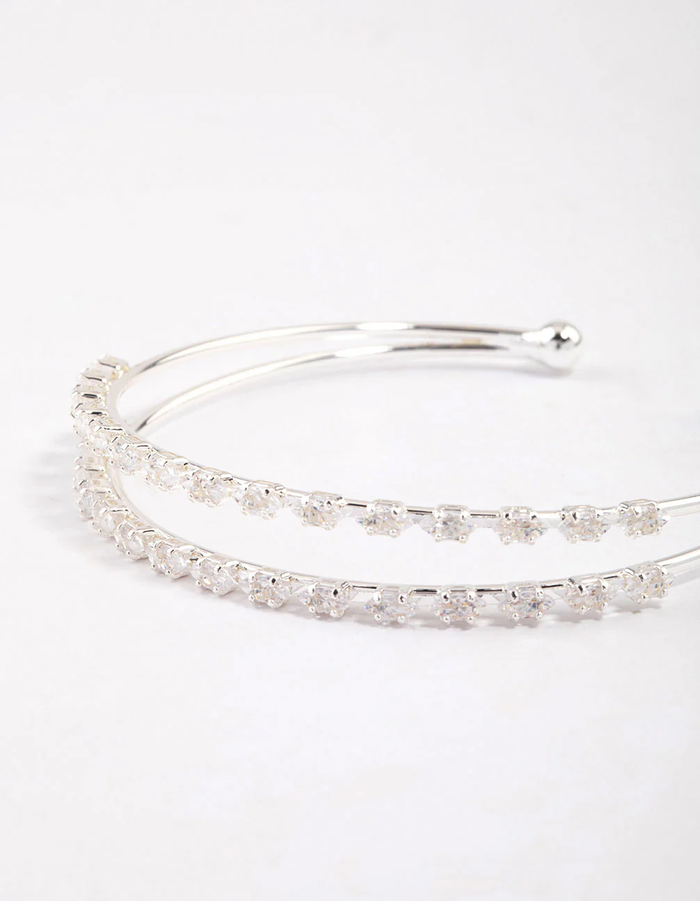 Silver Plated Cubic Zirconia Round Claw Wrist Cuff - Image 2