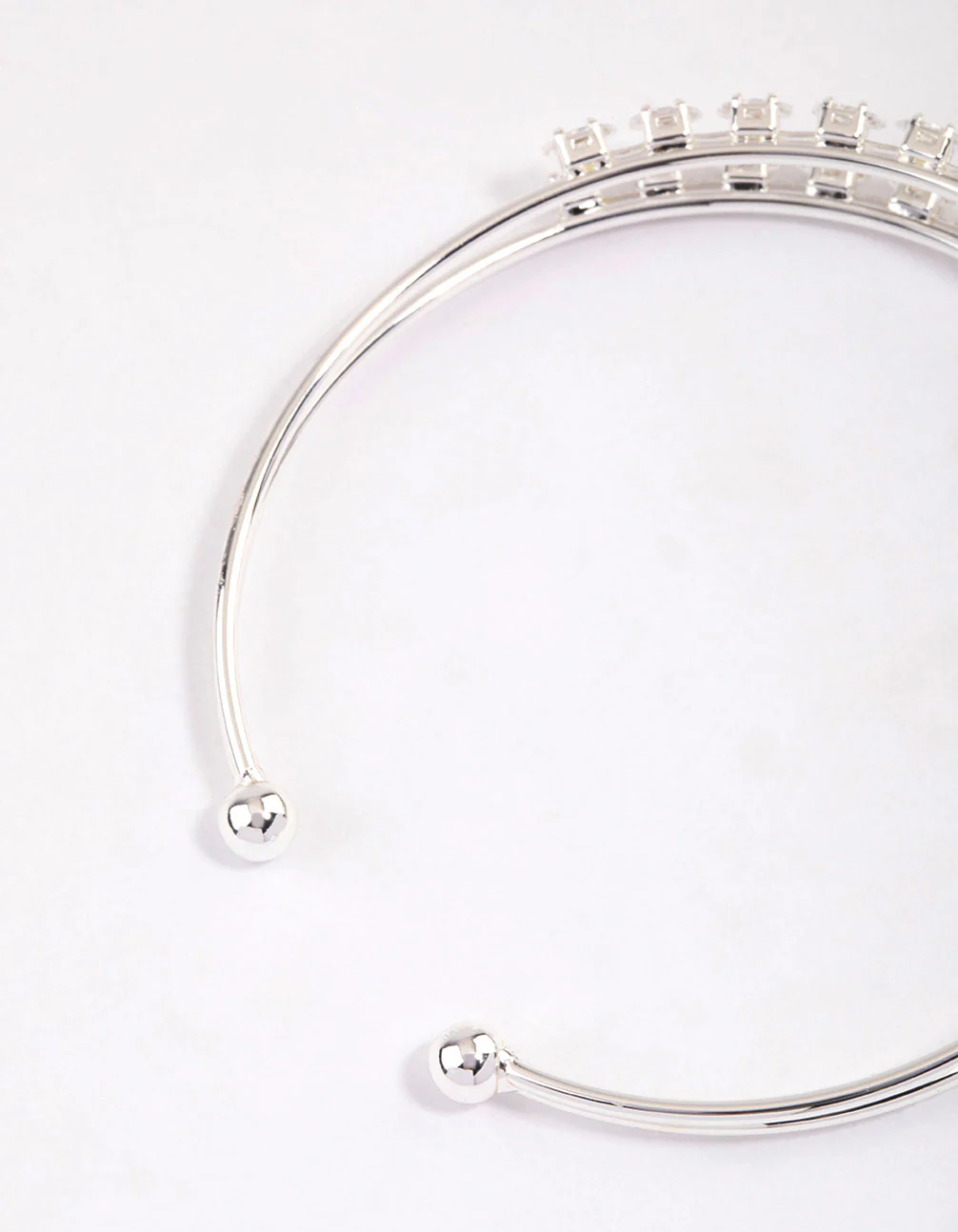 Silver Plated Cubic Zirconia Round Claw Wrist Cuff - Image 3