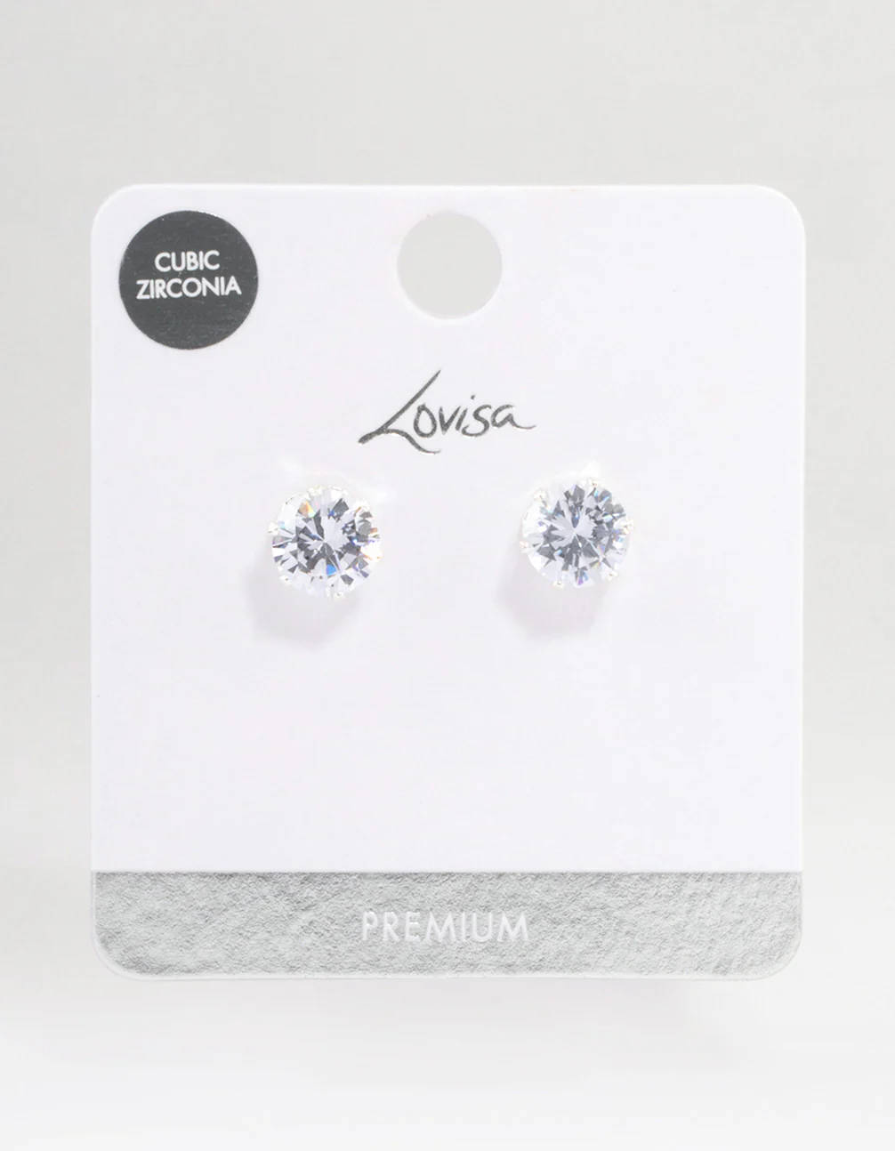 Silver Plated Cubic Zirconia Round Plain Stud Earrings - Image 3