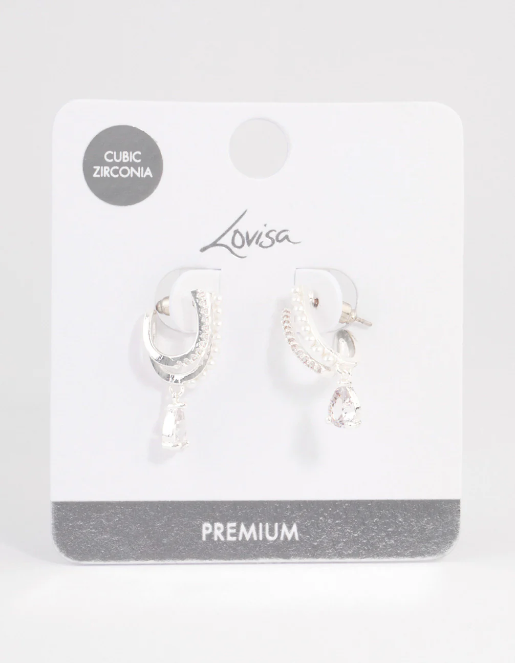 Silver Plated Cubic Zirconia Pearl Drop Earrings - Image 3
