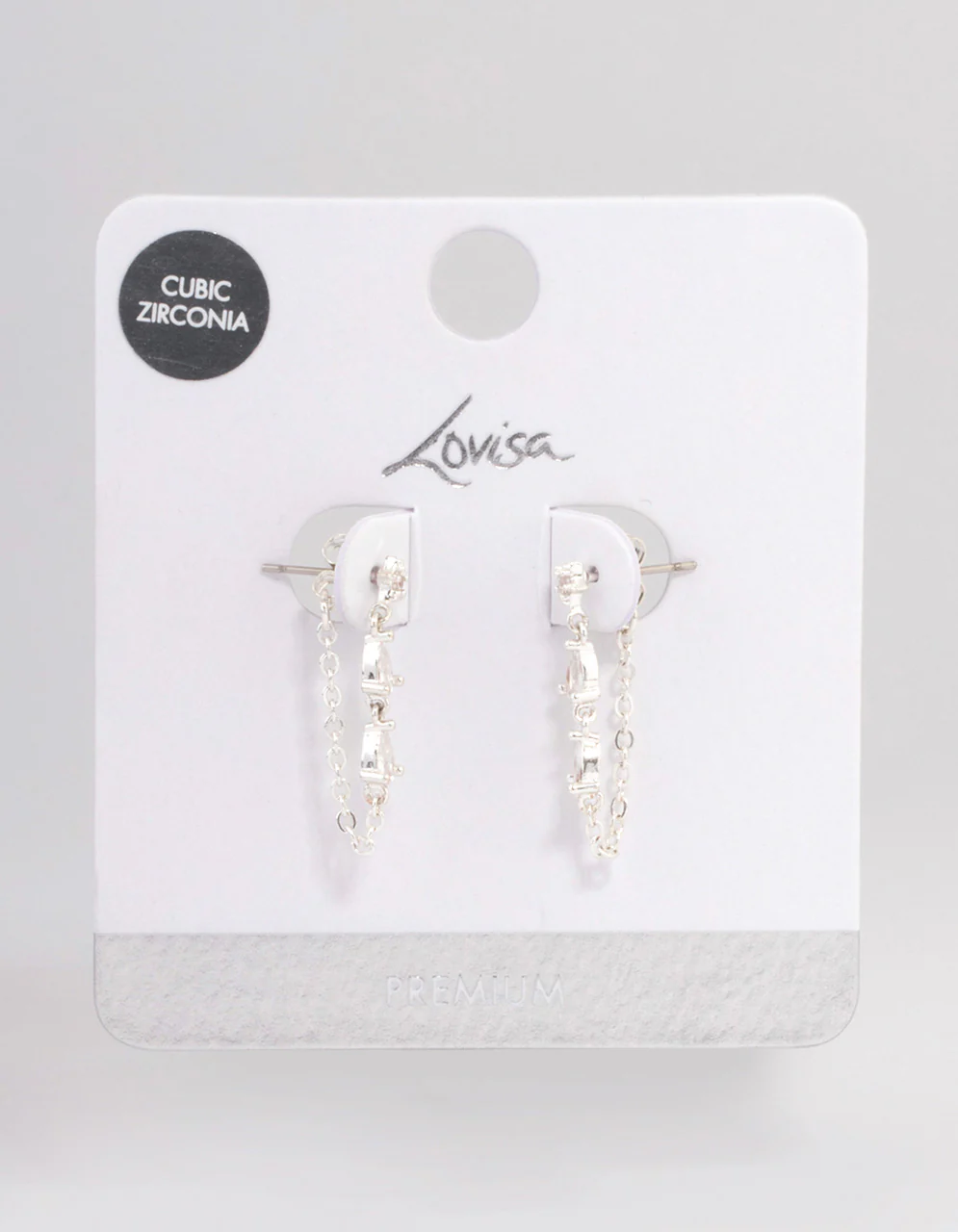 Silver Plated Cubic Zirconia Star Chain Drop Earrings - Image 3