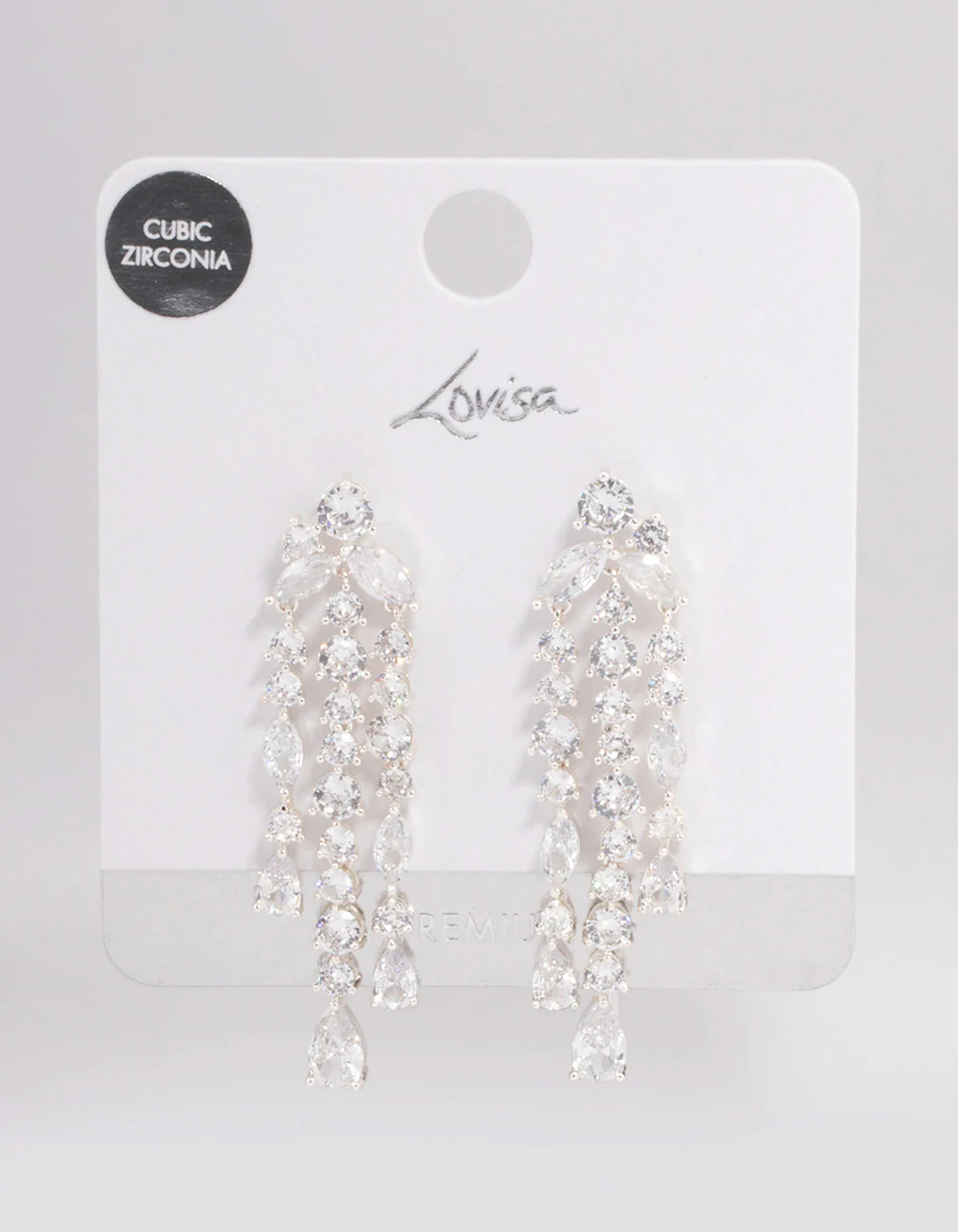 Silver Plated Cubic Zirconia Trio Drop Marquise Earrings - Image 3