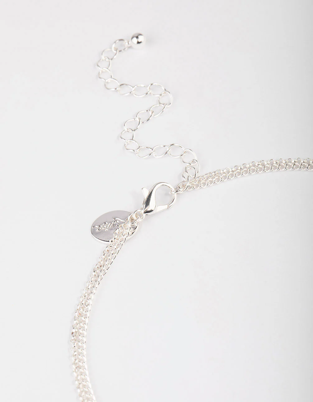 Silver Plated Dainty Cubic Zirconia Drop Layered Necklace - Image 3