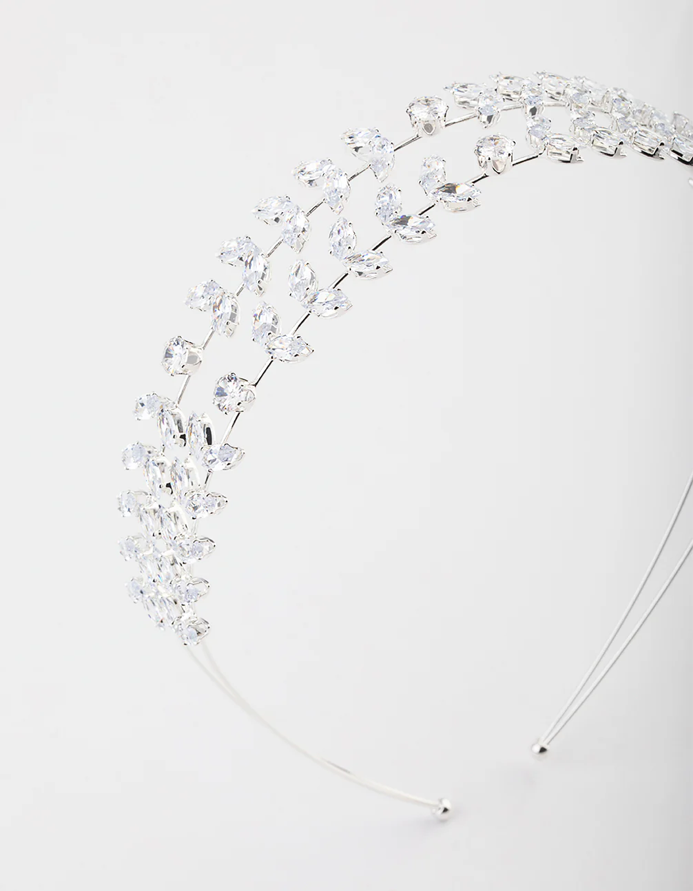 Silver Double Leaf Row Headband - Image 2