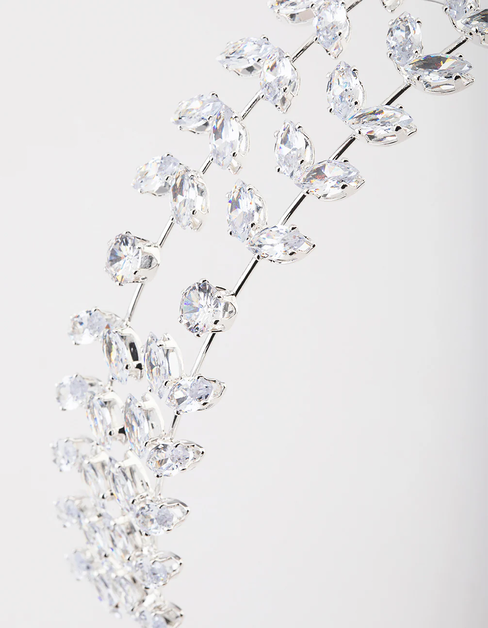 Silver Double Leaf Row Headband - Image 3