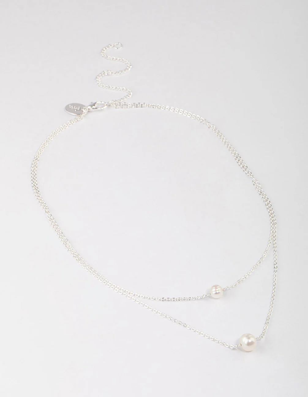 Silver Plated Double Freshwater Pearl Double Layer Necklace - Image 2