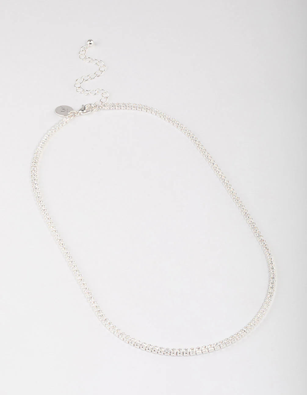Silver Plated Fine Cubic Zirconia Cupchain Tennis Necklace - Image 2