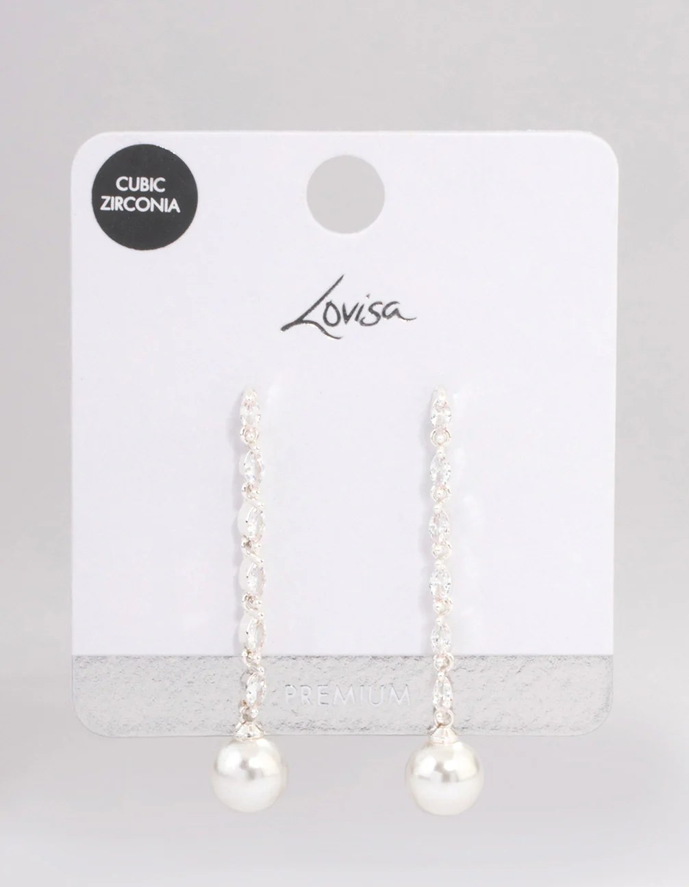 Silver Plated Fine Cubic Zirconia Round Pearl Drop Earrings - Image 3