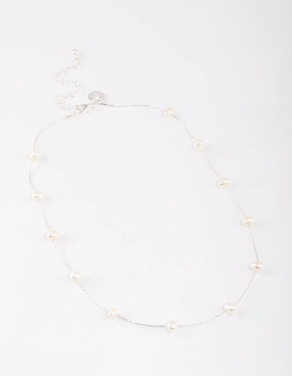 Silver Plated Freshwater Pearl Dotted Fine Necklace - Image 2
