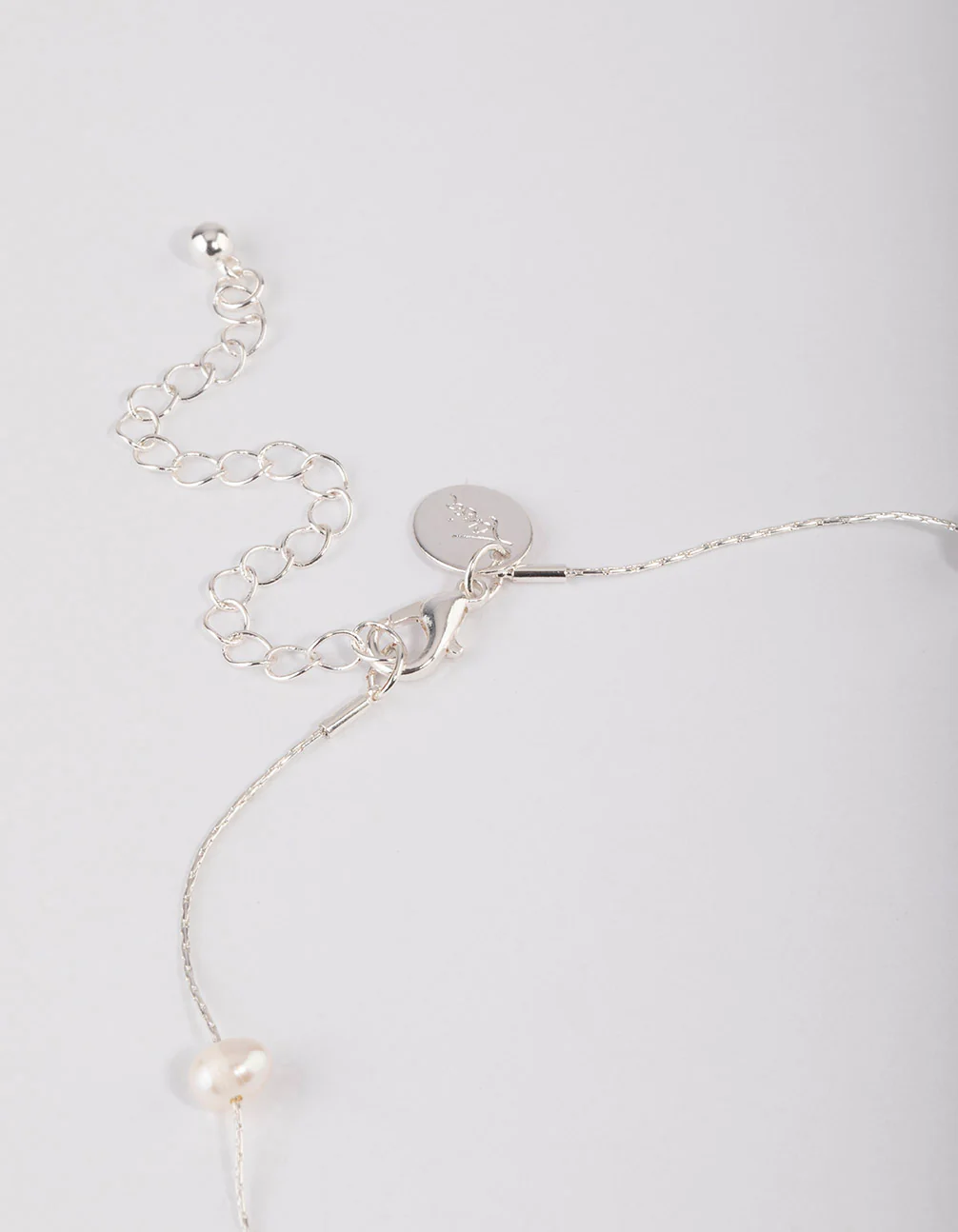 Silver Plated Freshwater Pearl Dotted Fine Necklace - Image 3