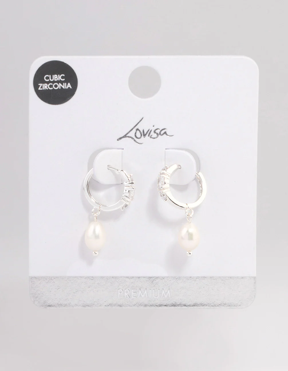 Silver Plated Freshwater Pearl Drop Cubic Zirconia Small Huggie Earrings - Image 3