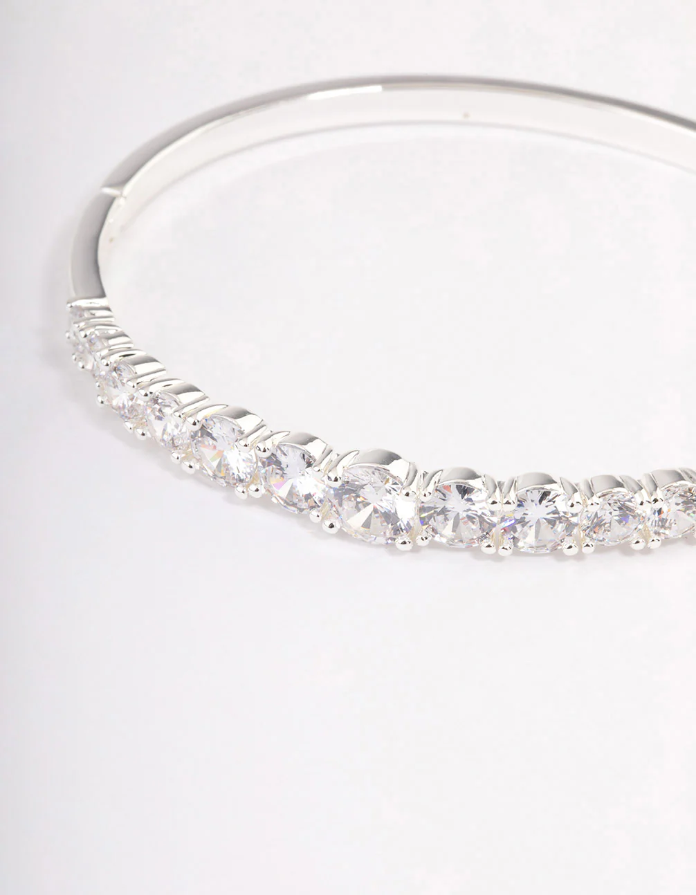 Silver Plated Gradual Cubic Zirconia Bangle - Image 2