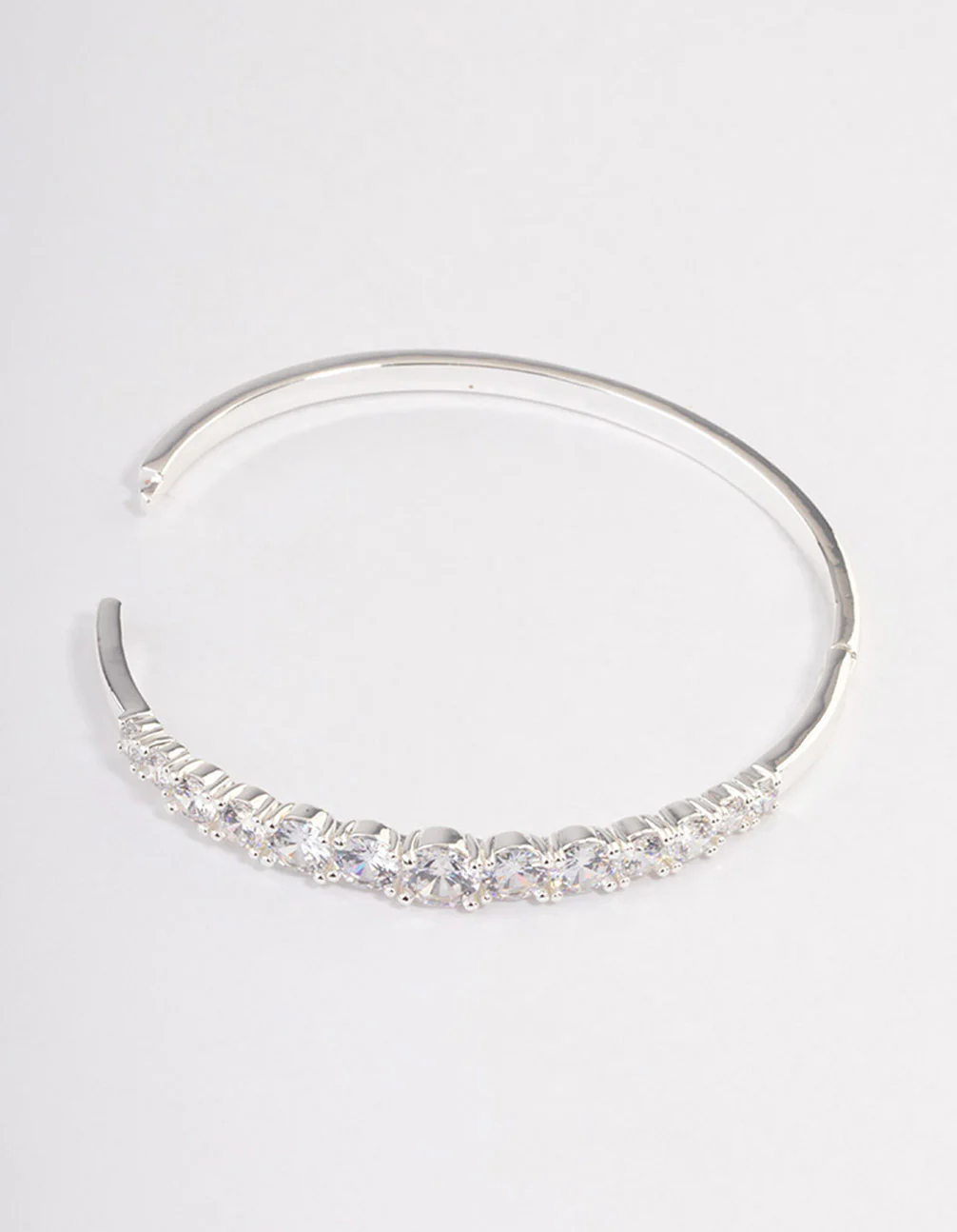 Silver Plated Gradual Cubic Zirconia Bangle - Image 3