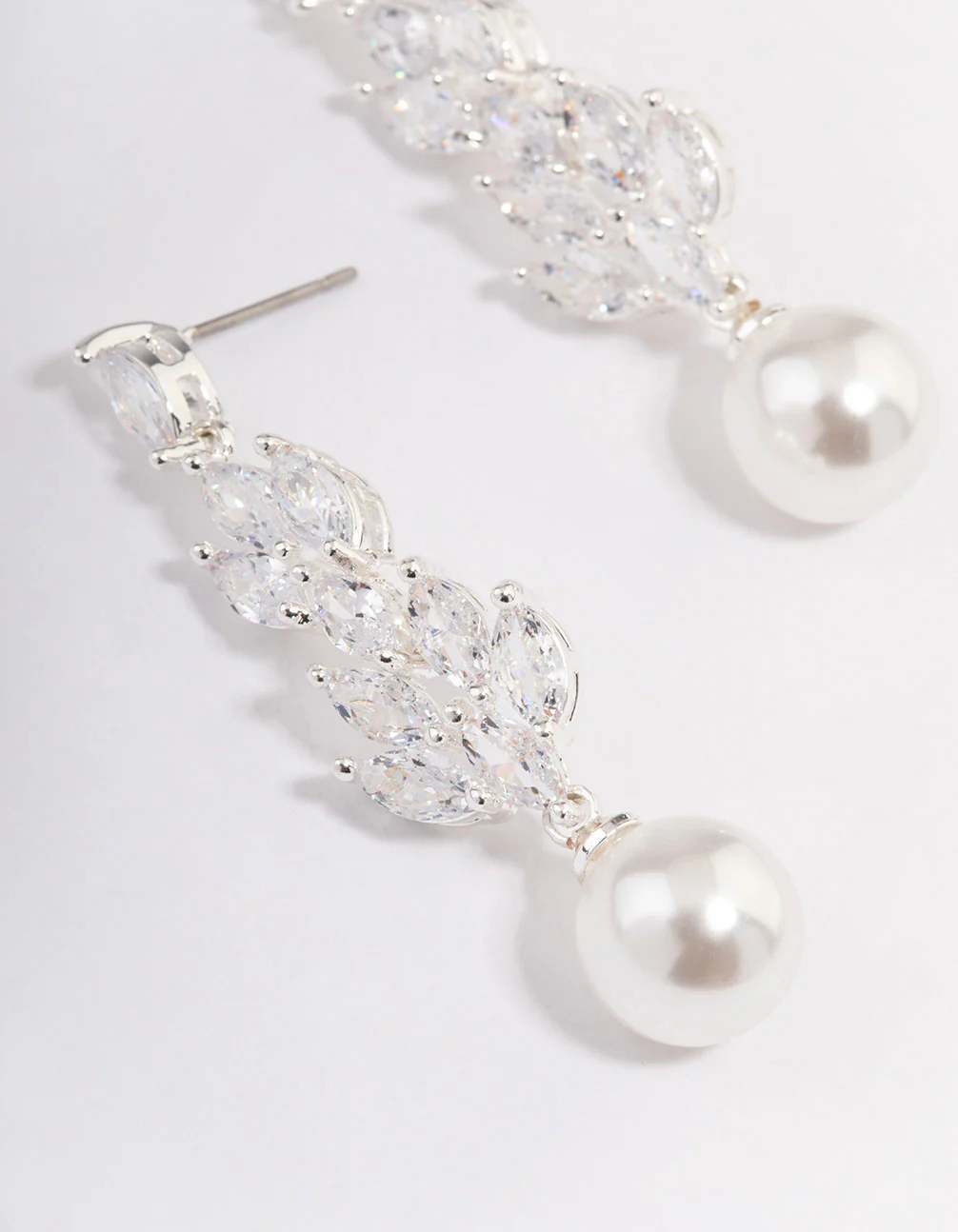 Silver Plated Gradual Cubic Zirconia Pearl Drop Earrings - Image 2