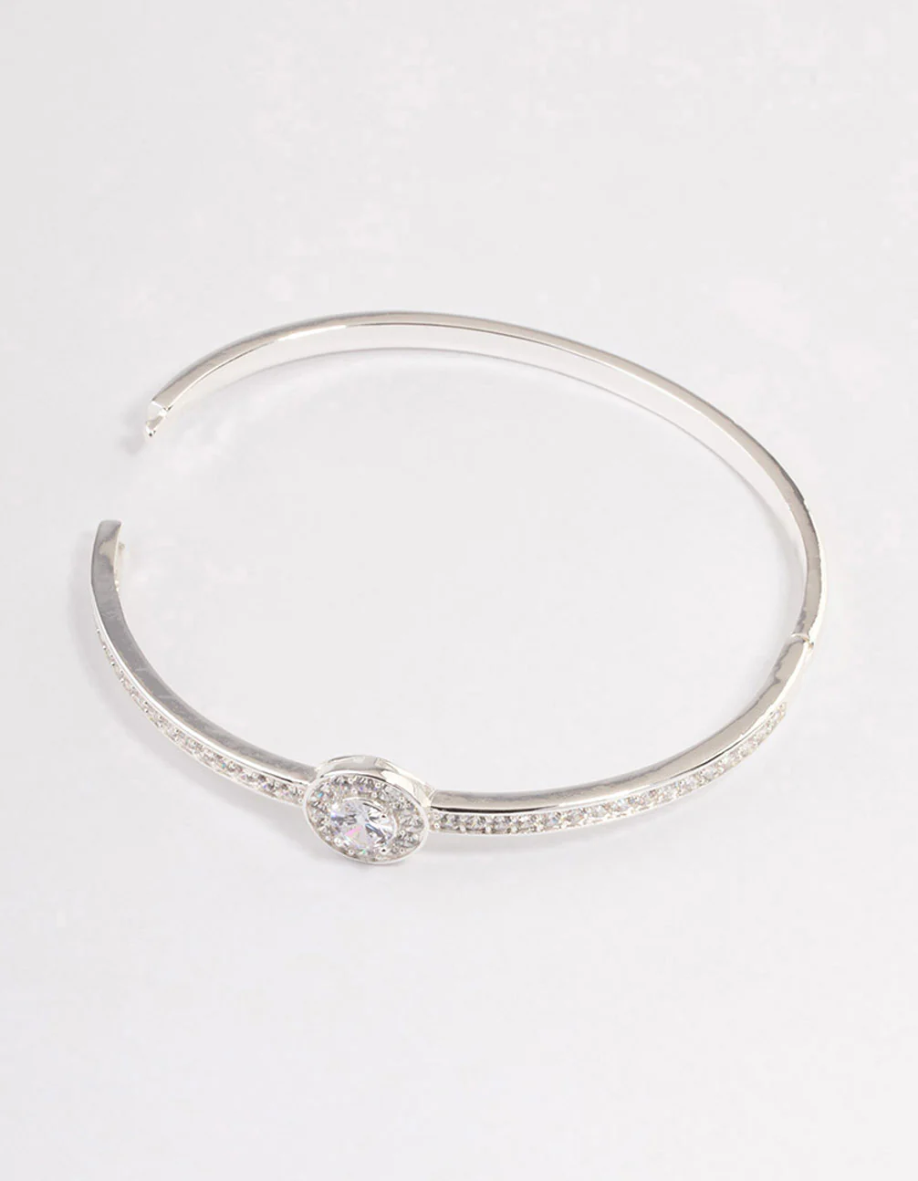 Silver Plated Halo Cubic Zirconia Bangle - Image 3