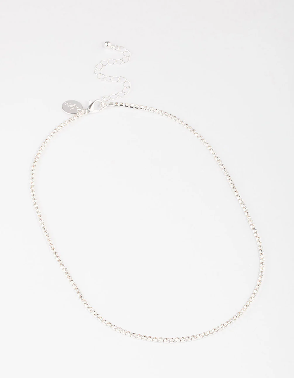 Silver Plated Micro Cubic Zirconia Cupchain Tennis Necklace - Image 2