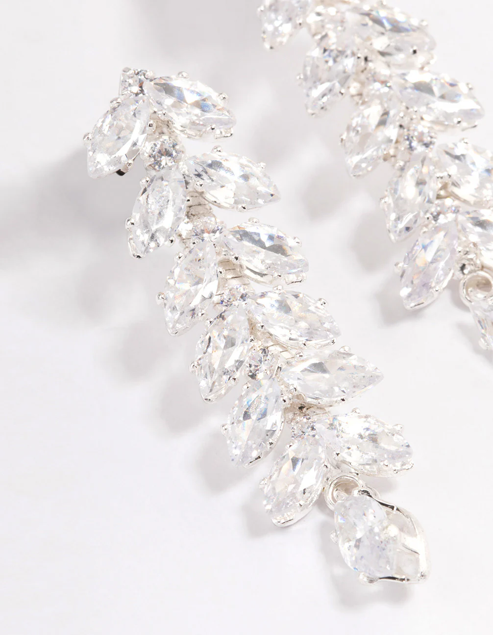 Silver Plated Marquise Cubic Zirconia Vine Drop Earrings - Image 2