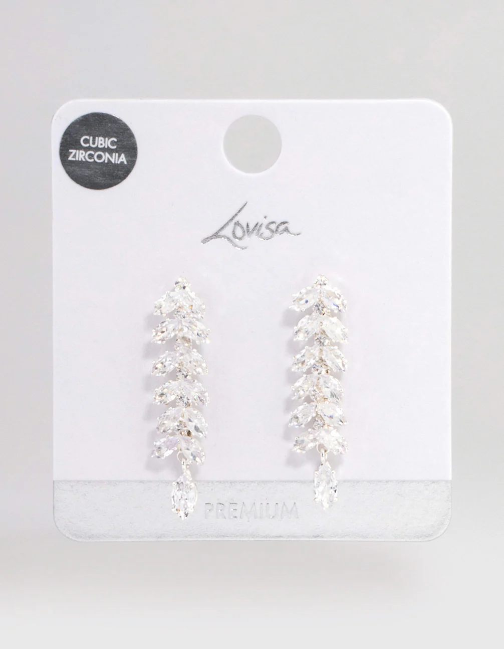 Silver Plated Marquise Cubic Zirconia Vine Drop Earrings - Image 3