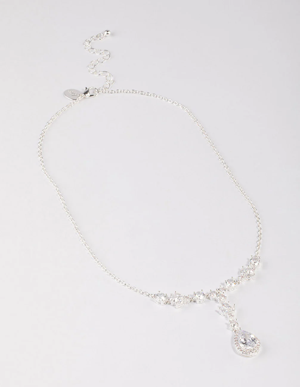 Silver Plated Halo Cubic Zirconia Y-Necklace - Image 3
