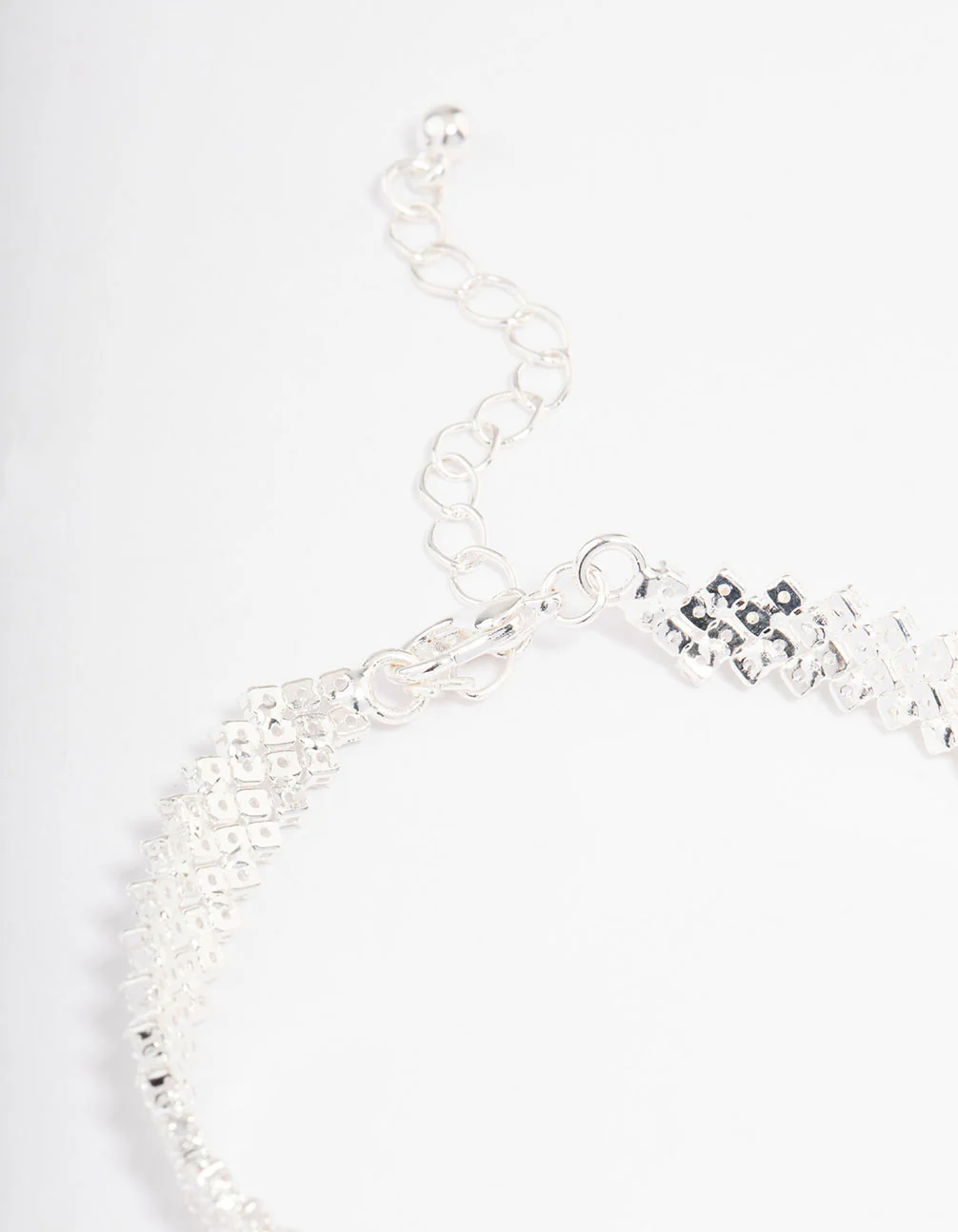 Silver Plated Round Stone Diagonal Tennis Bracelet - Image 3