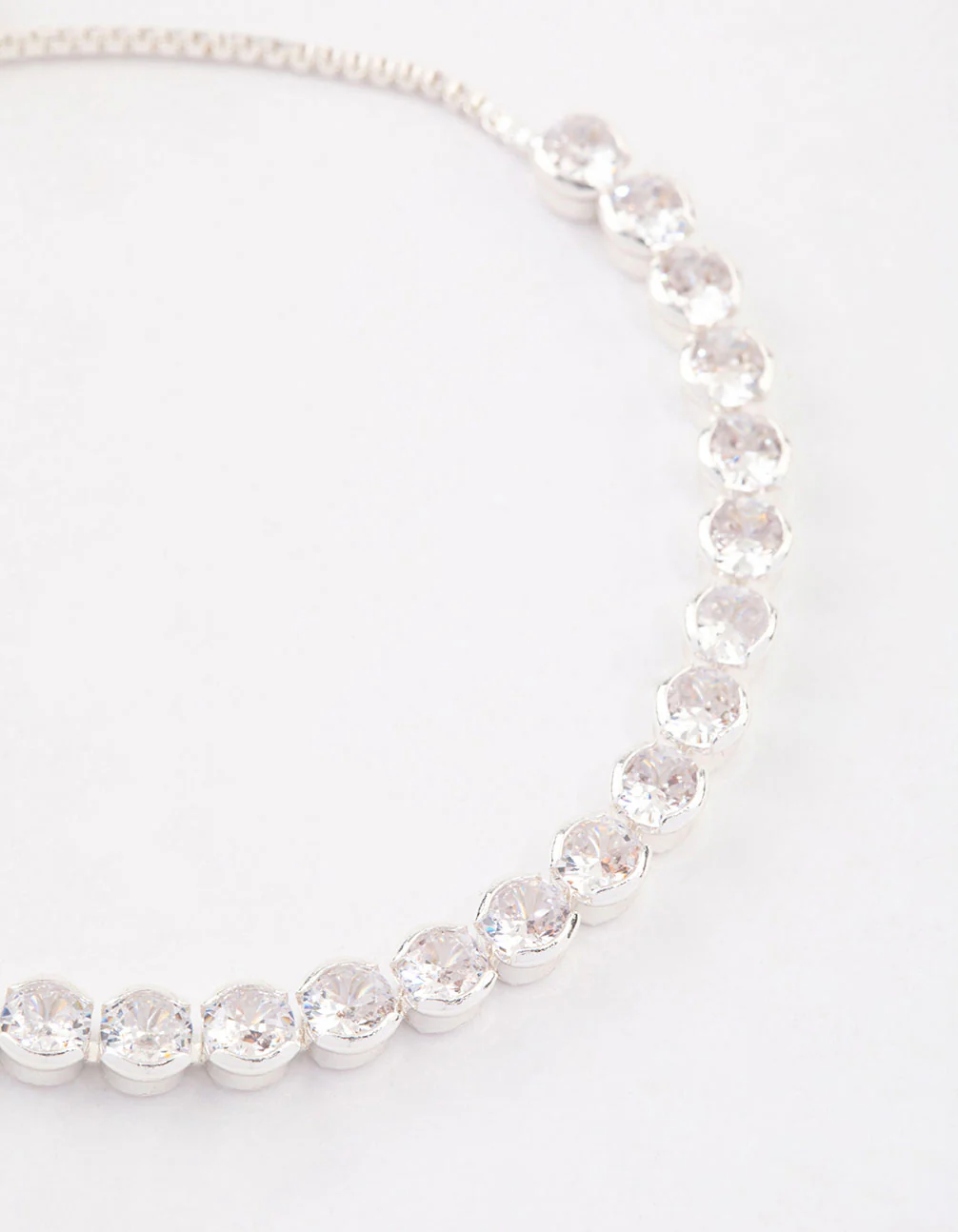 Silver Plated Round Cubic Zirconia Toggle Tennis Bracelet - Image 2