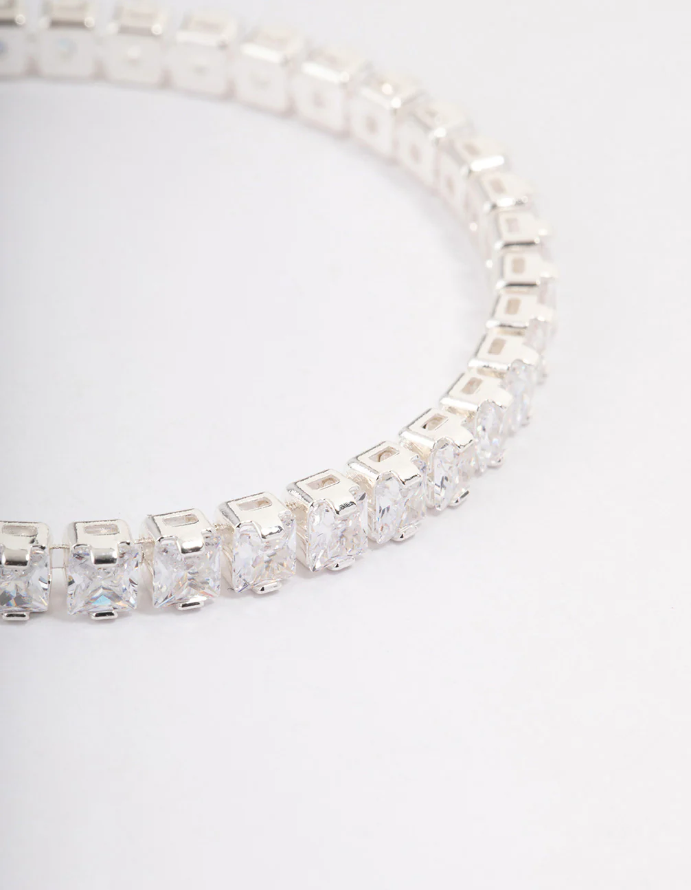 Silver Plated Square Cubic Zirconia Tennis Bracelet - Image 2
