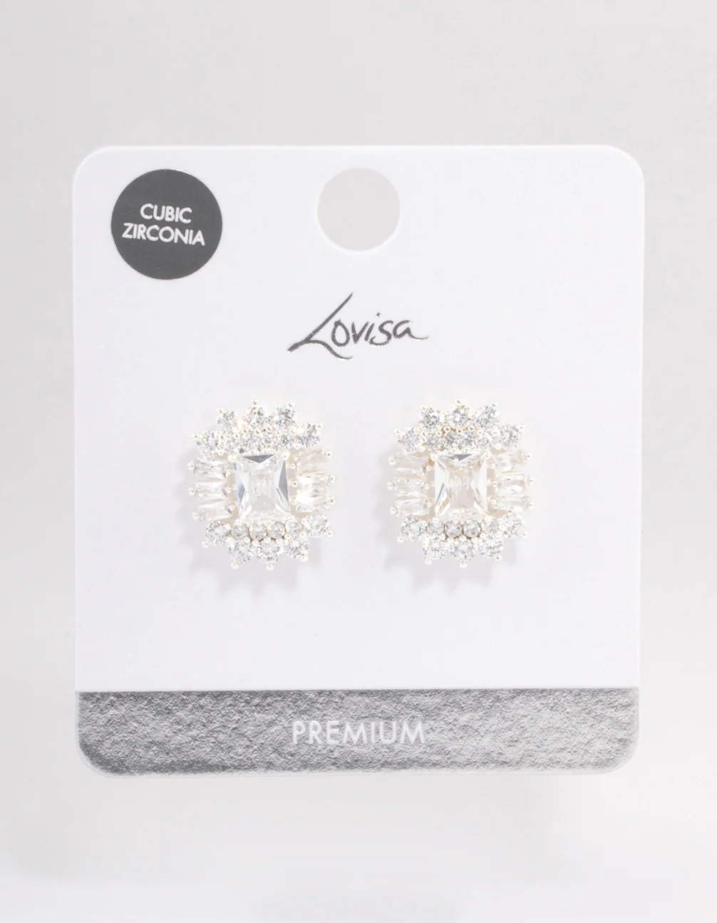 Silver Plated Statement Cubic Zirconia Stud Earrings - Image 3