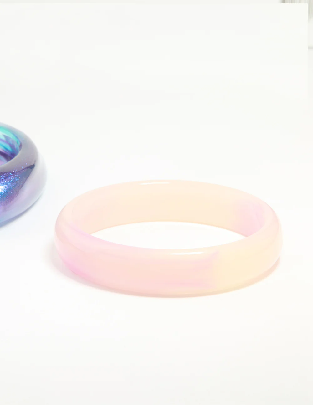 Purple Blue & Pink Acrylic Mermaid Bangles 3-Pack - Image 3
