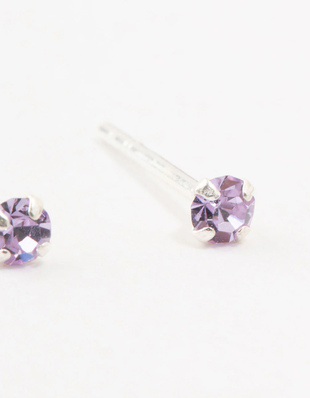 Sterling Silver Purple Czech Bohemia Crystal Stud Earrings - Image 3