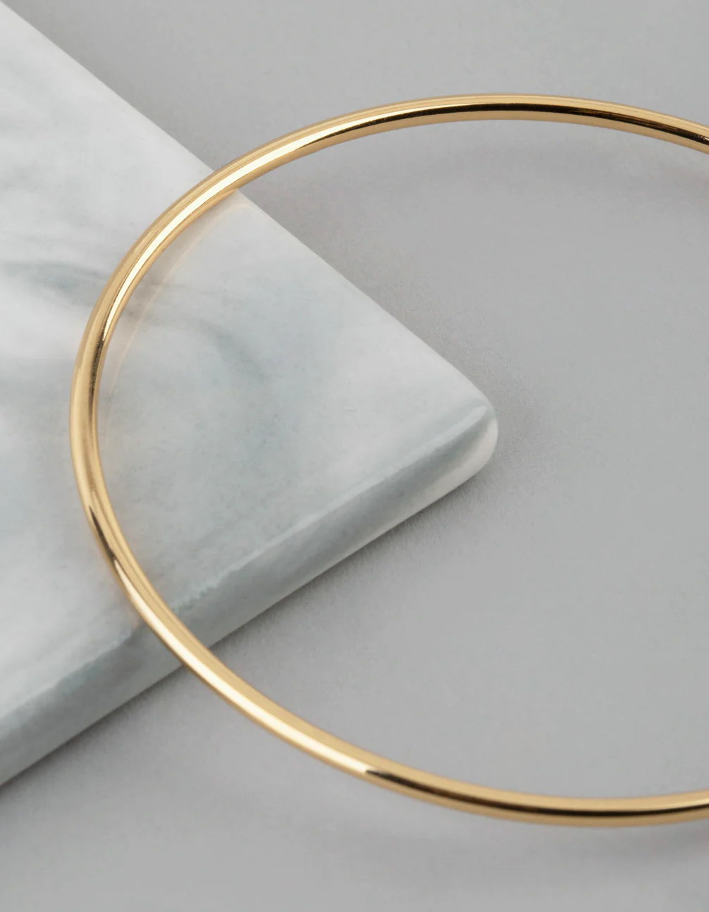 18ct Gold Plated Brass 2mm Bangle Bracelet - Image 2